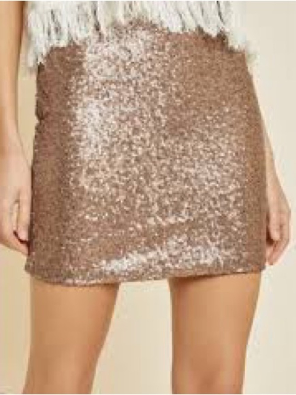 Abercrombie & Fitch Rose Gold Sequin Mini Skirt Bronze Lined Size medium